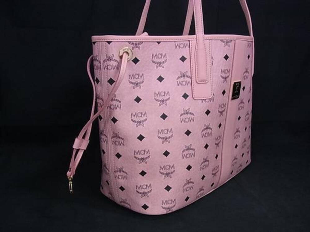 Mcm Monogram Tote Visetos Leather Liz Pink Bag Shoulder